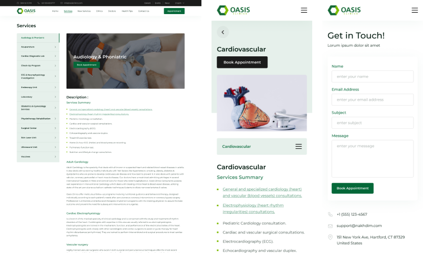 Oasis website's screenshots